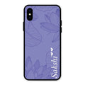 Customized luxury Purple leaves Glossy Metal Case Cove For iPhone XS