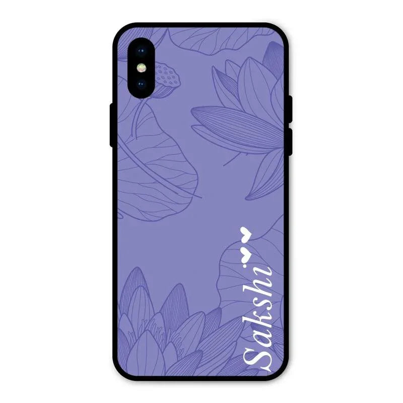 Customized luxury Purple leaves Glossy Metal Case Cove For iPhone XS