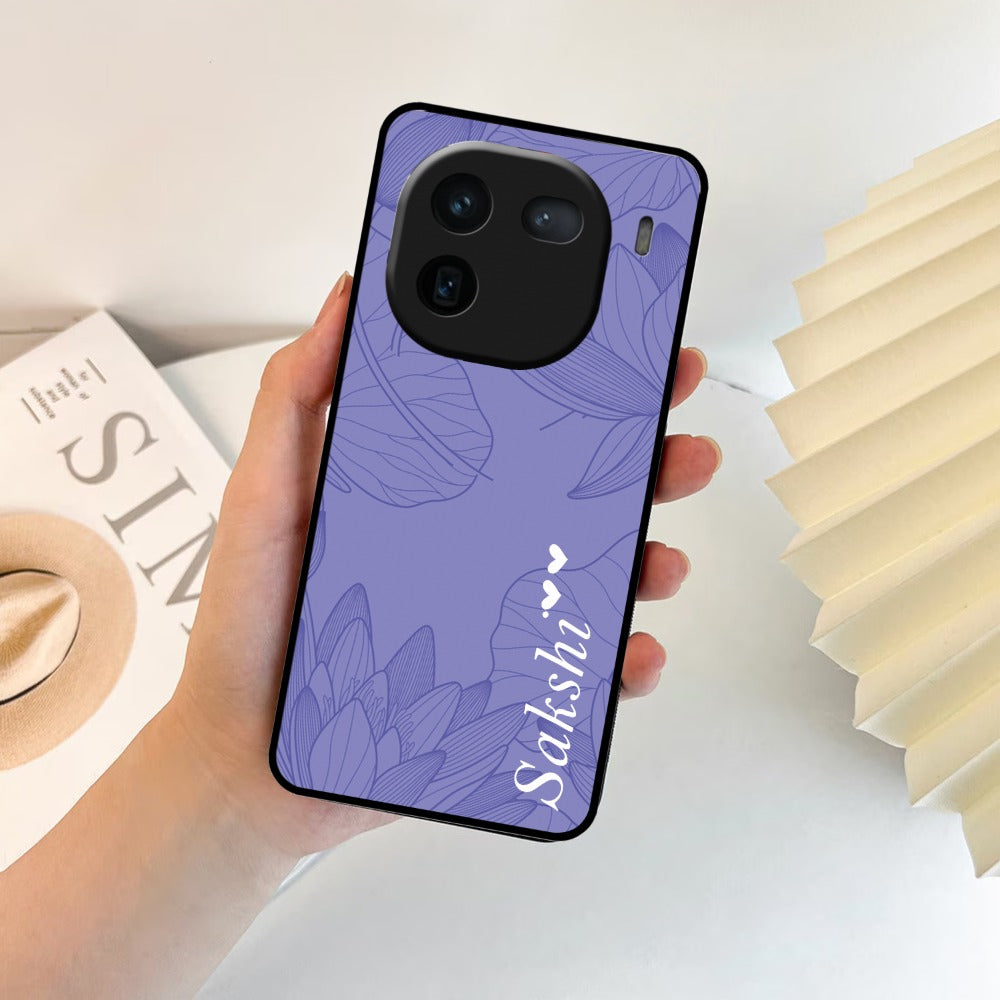 Customized luxury Purple leaves Glossy Metal Case Cover For Vivo