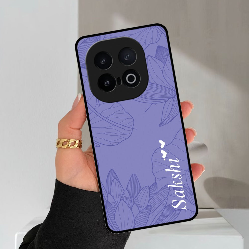 Customized luxury Purple leaves Glossy Metal Case Cover For Vivo