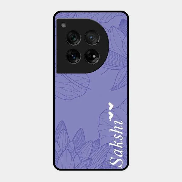 Customized luxury Purple leaves Glossy Metal Case Cove For Oneplus 12 5G