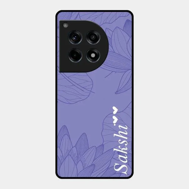 Customized luxury Purple leaves Glossy Metal Case Cove For Oneplus 12R 5G