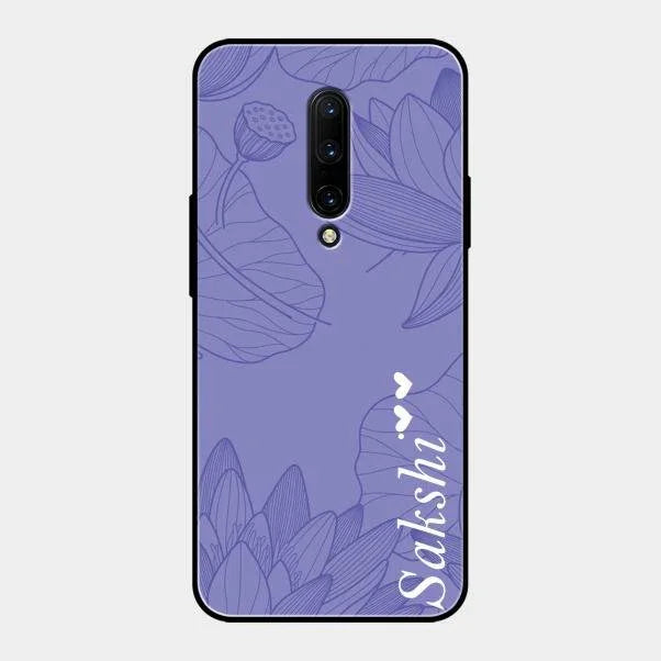 Customized luxury Purple leaves Glossy Metal Case Cove For Oneplus 7 Pro