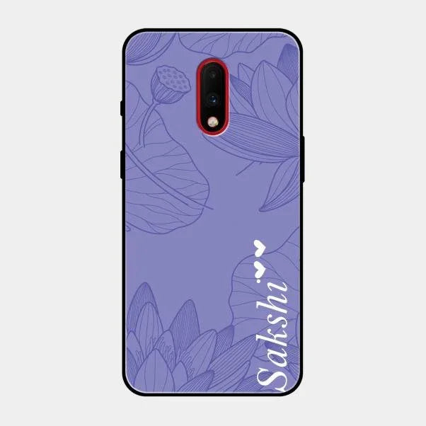 Customized luxury Purple leaves Glossy Metal Case Cove For Oneplus 7