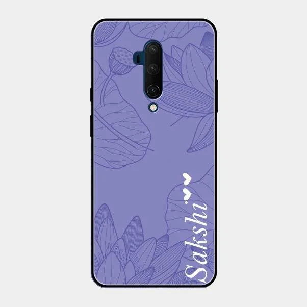 Customized luxury Purple leaves Glossy Metal Case Cove For Oneplus 7T Pro
