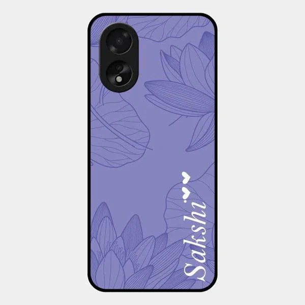 Customized luxury Purple leaves Glossy Metal Case Cove For Oppo A38