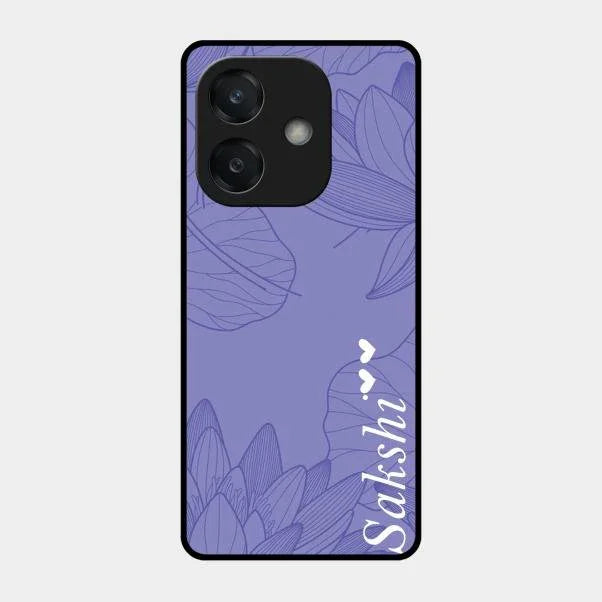 Customized luxury Purple leaves Glossy Metal Case Cove For Oppo A3X 5G