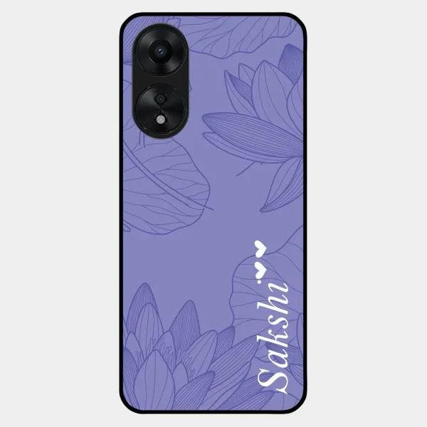 Customized luxury Purple leaves Glossy Metal Case Cove For Oppo A78 5G