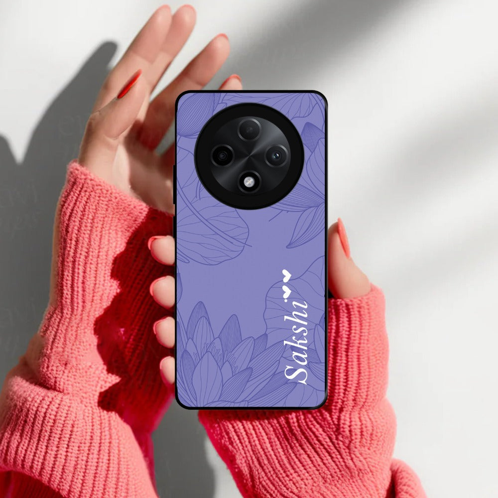 Customized luxury Purple leaves Glossy Metal Case Cove For Oppo