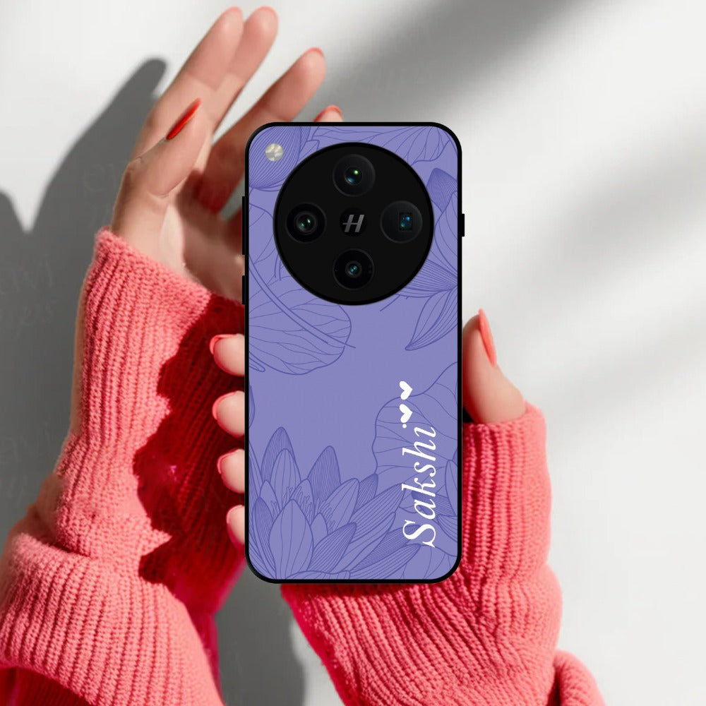 Customized luxury Purple leaves Glossy Metal Case Cove For Oppo