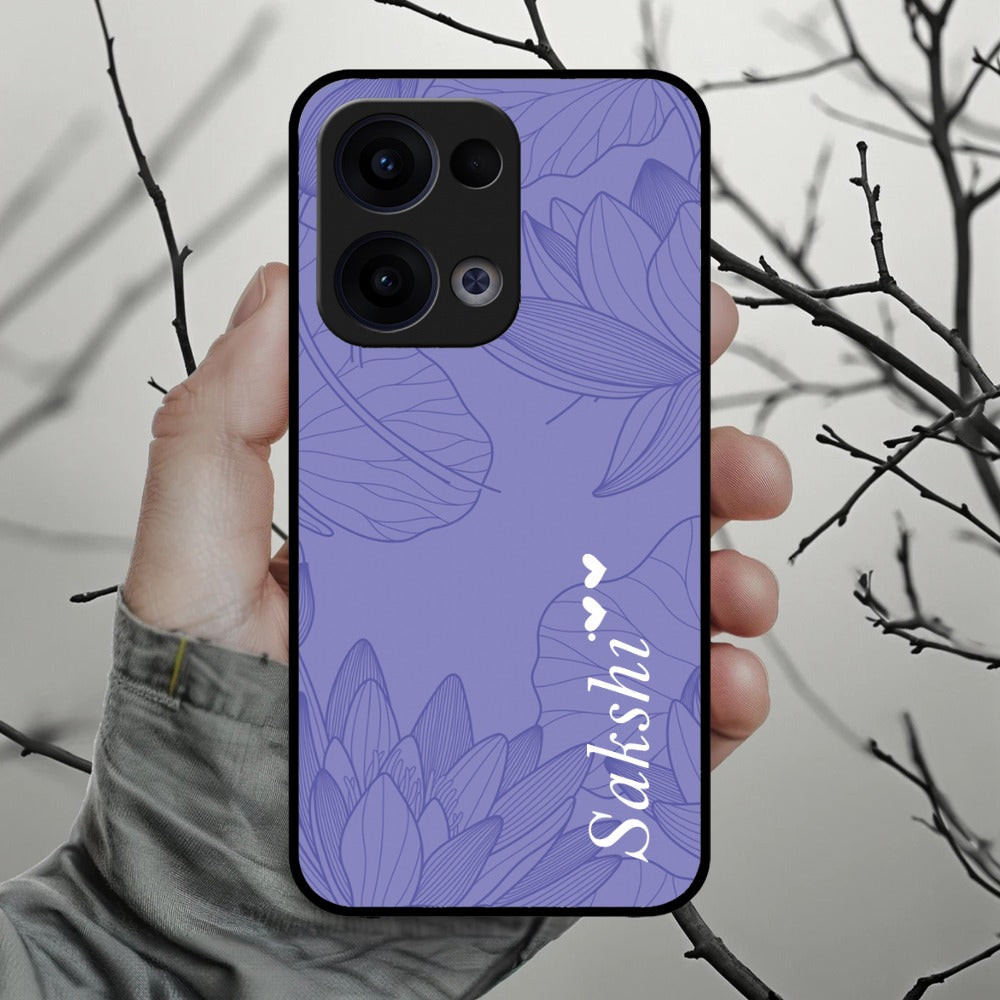 Customized luxury Purple leaves Glossy Metal Case Cove For Oppo