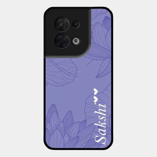 Customized luxury Purple leaves Glossy Metal Case Cove For Oppo Reno 8 5G