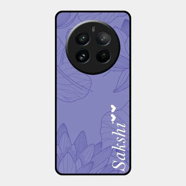 Customized luxury Purple leaves Glossy Metal Case Cove For Realme 12 Pro Plus 5G