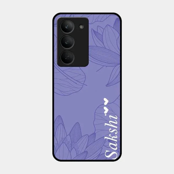 Customized luxury Purple leaves Glossy Metal Case Cove For Realme 14X 5G