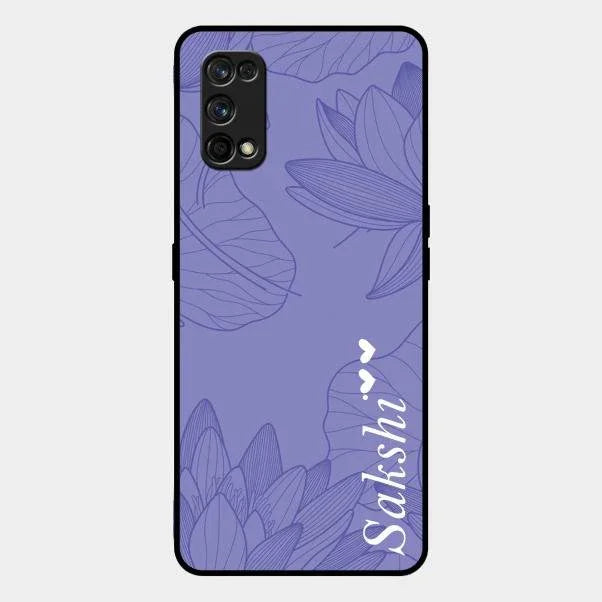 Customized luxury Purple leaves Glossy Metal Case Cove For Realme 7 Pro