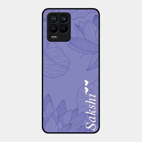 Customized luxury Purple leaves Glossy Metal Case Cove For Realme 8 Pro