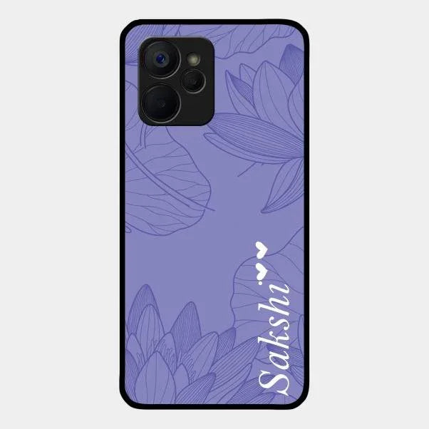 Customized luxury Purple leaves Glossy Metal Case Cove For Realme 9I 5G