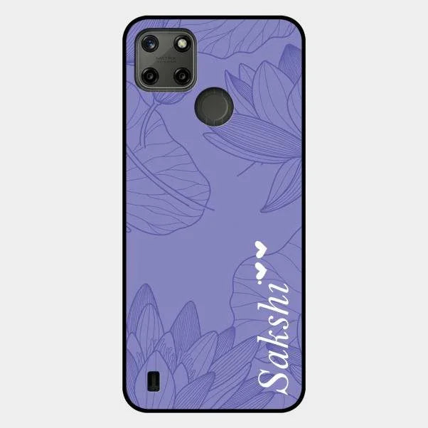 Customized luxury Purple leaves Glossy Metal Case Cove For Realme C21Y