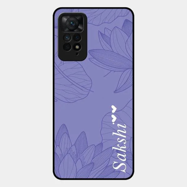Customized luxury Purple leaves Glossy Metal Case Cove For Redmi Note 11 Pro 5G