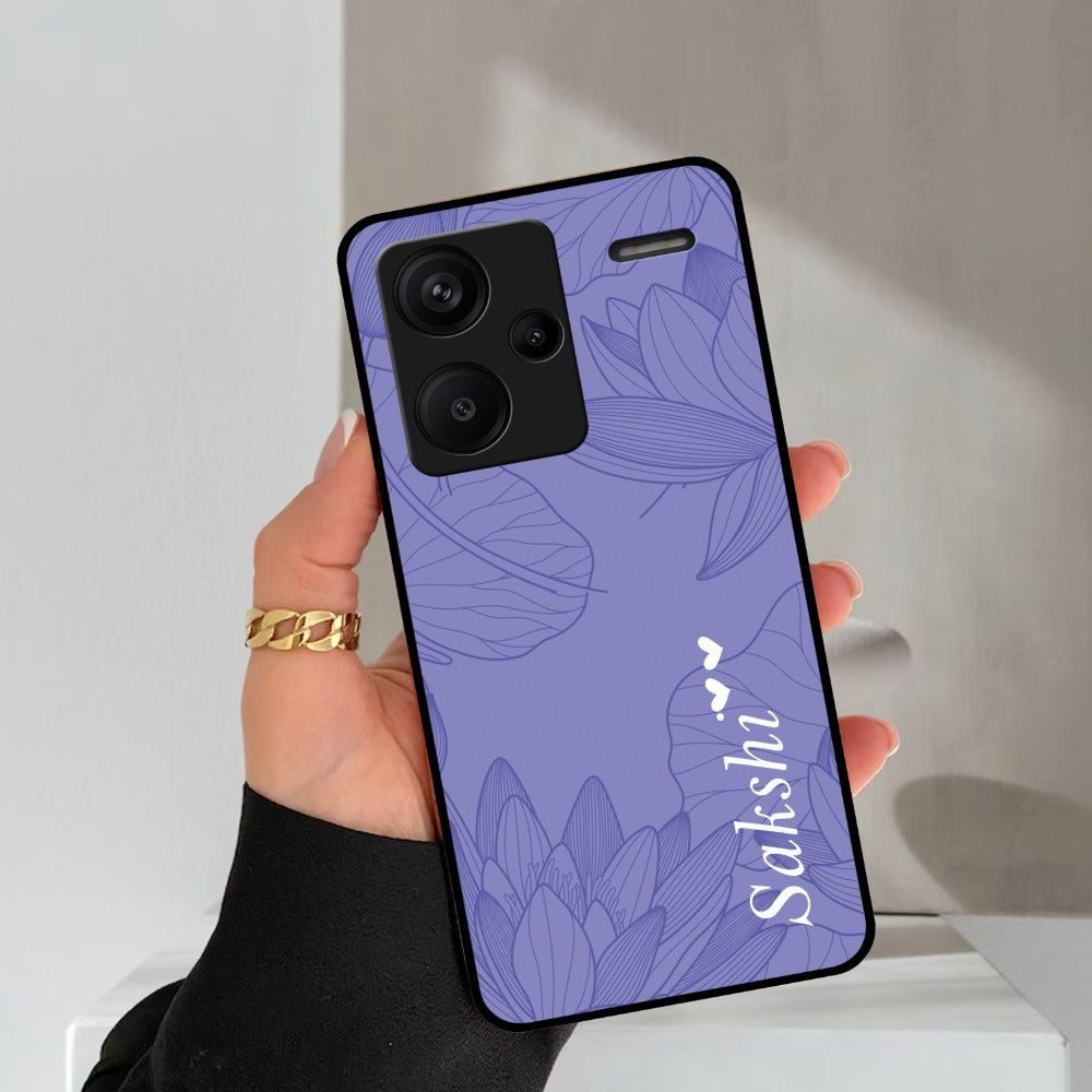 Customized luxury Purple leaves Glossy Metal Case Cover For Redmi