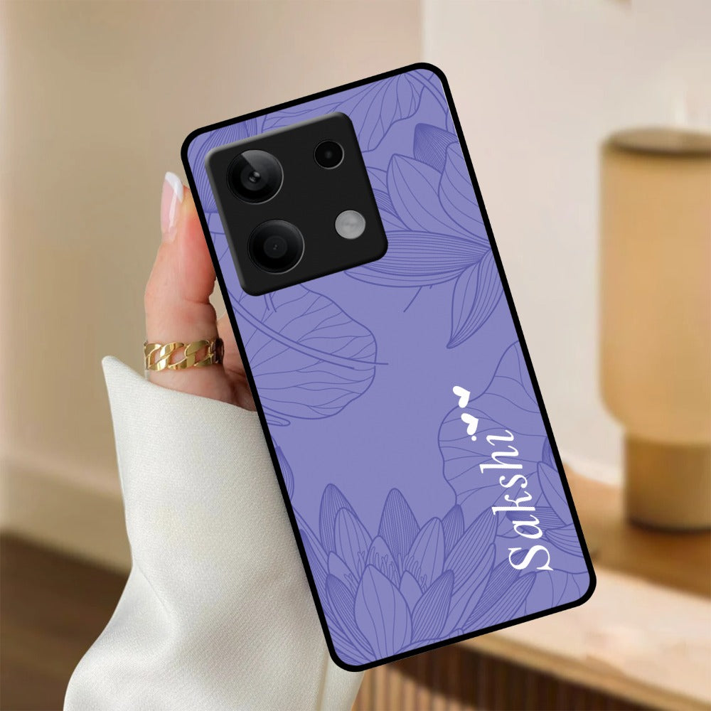 Customized luxury Purple leaves Glossy Metal Case Cover For Redmi