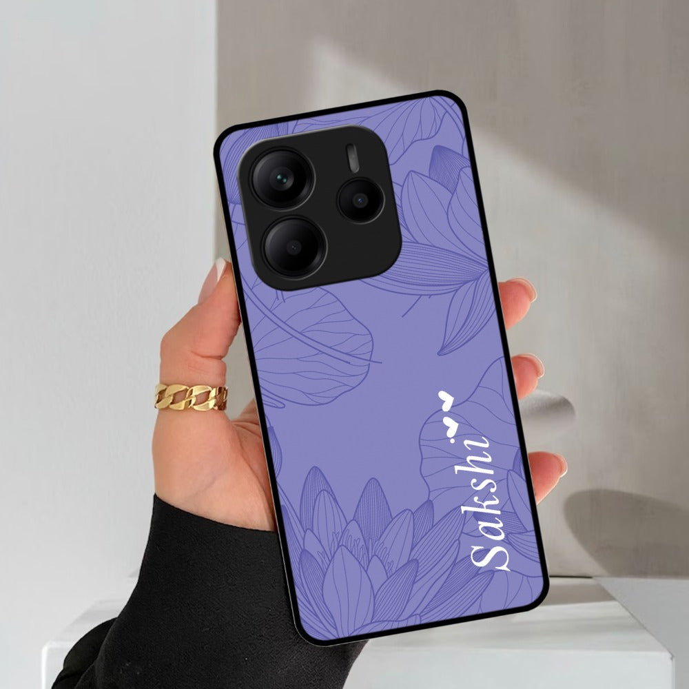 Customized luxury Purple leaves Glossy Metal Case Cover For Redmi