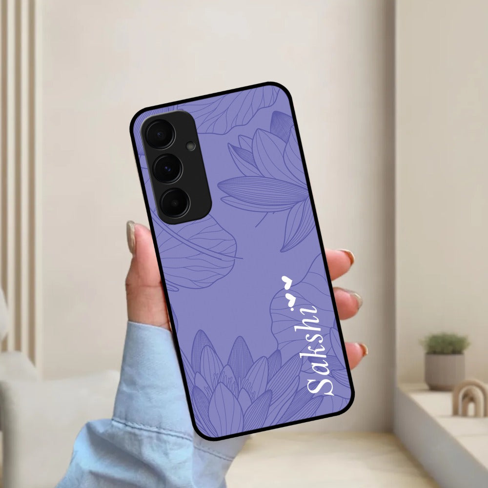 Customized luxury Purple leaves Glossy Metal Case Cover For Samsung