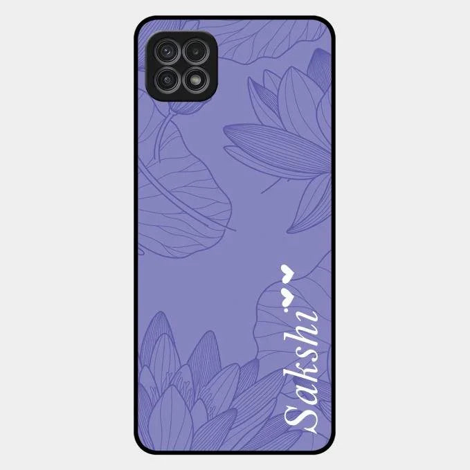 Customized luxury Purple leaves Glossy Metal Case Cove For Samsung Galaxy F42 5G
