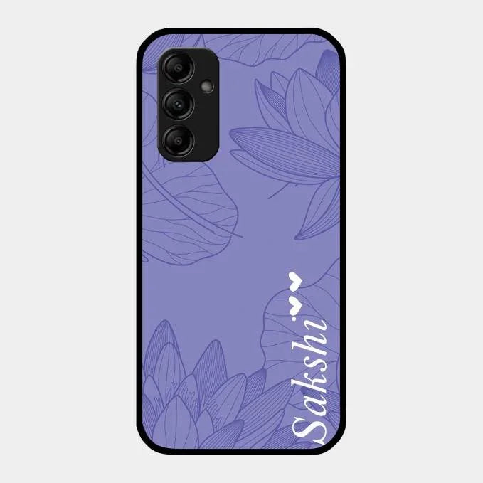 Customized luxury Purple leaves Glossy Metal Case Cove For Samsung Galaxy M14 5G