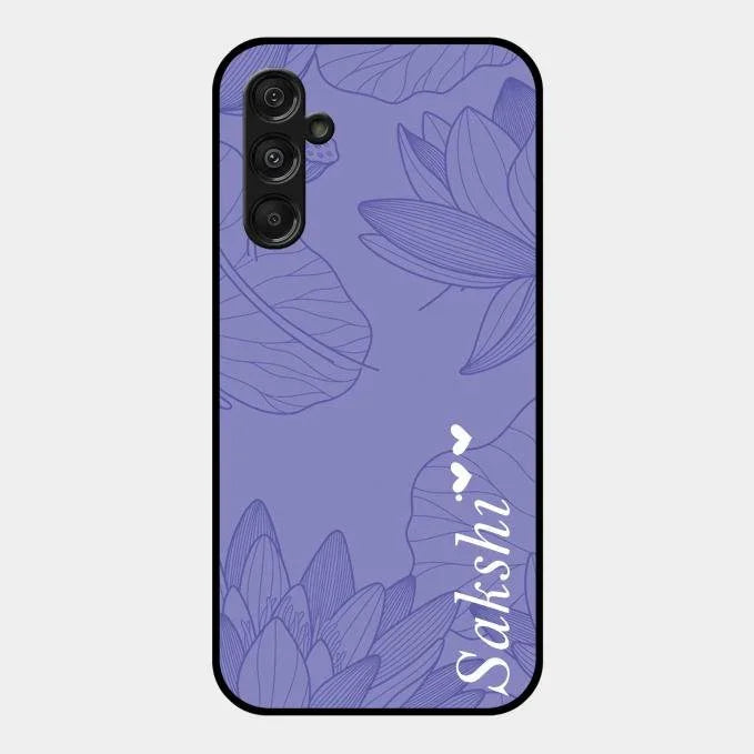 Customized luxury Purple leaves Glossy Metal Case Cove For Samsung Galaxy M34 5G