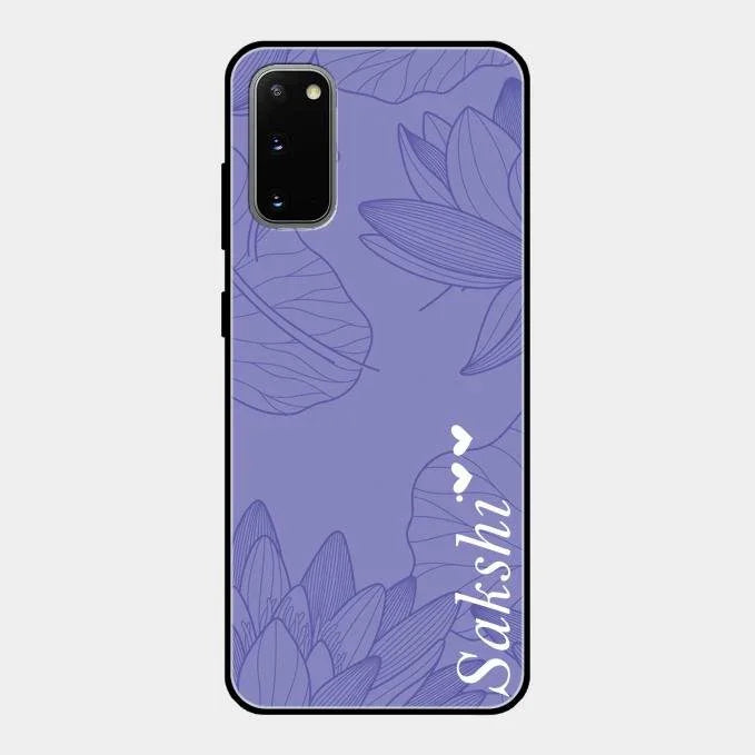 Customized luxury Purple leaves Glossy Metal Case Cove For Samsung Galaxy S20