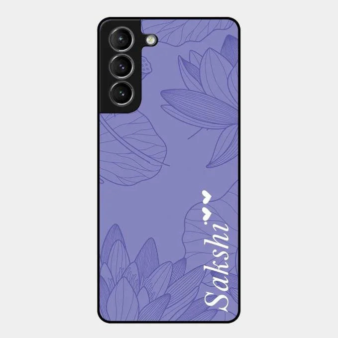 Customized luxury Purple leaves Glossy Metal Case Cove For Samsung Galaxy S21 Plus