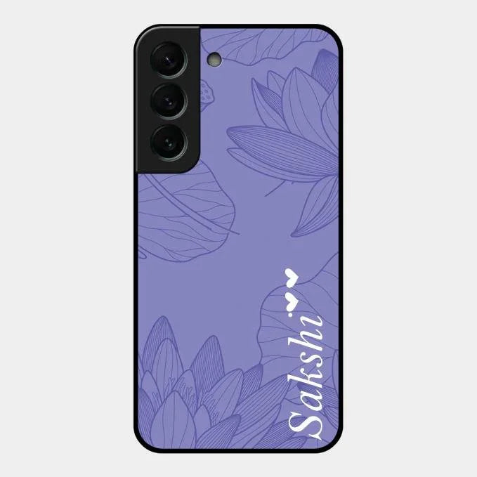 Customized luxury Purple leaves Glossy Metal Case Cove For Samsung Galaxy S22 Plus 5G