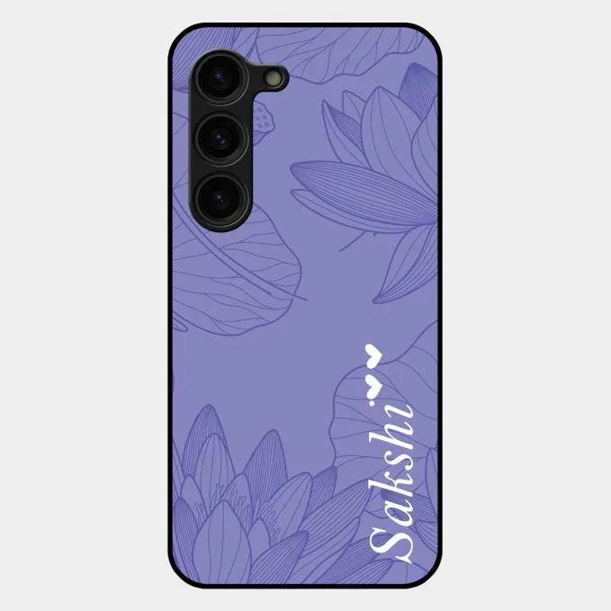 Customized luxury Purple leaves Glossy Metal Case Cove For Samsung Galaxy S23 Plus 5G