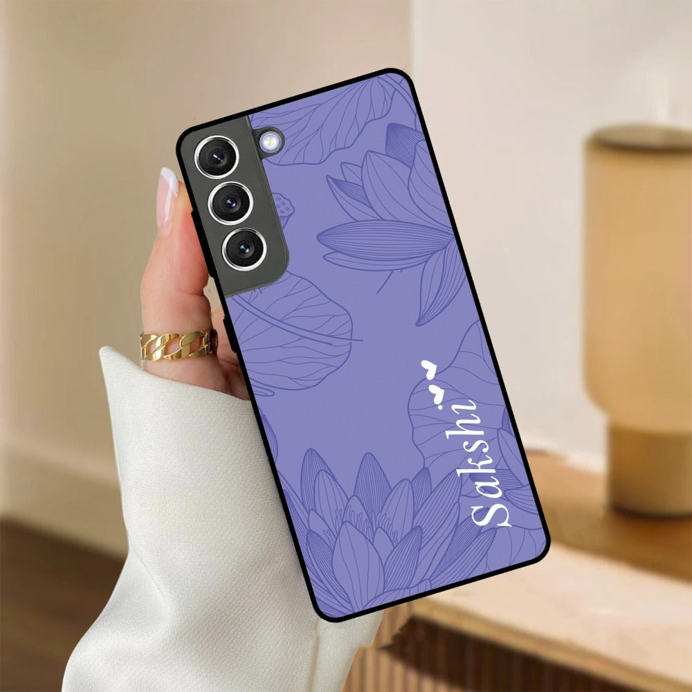 Customized luxury Purple leaves Glossy Metal Case Cover For Samsung