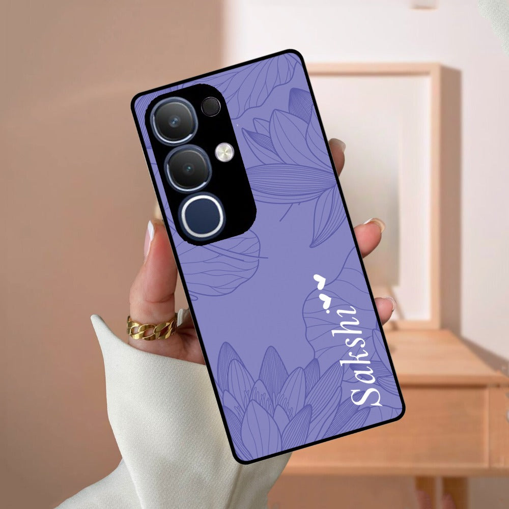 Customized luxury Purple leaves Glossy Metal Case Cover For Vivo