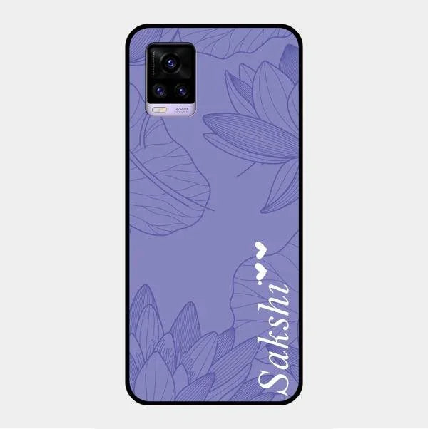 Customized luxury Purple leaves Glossy Metal Case Cove For Vivo V20