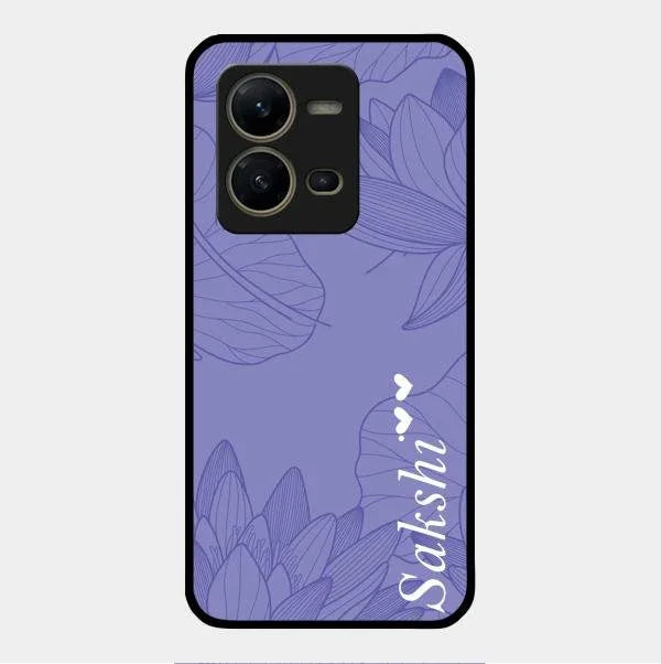 Customized luxury Purple leaves Glossy Metal Case Cove For Vivo V25 5G