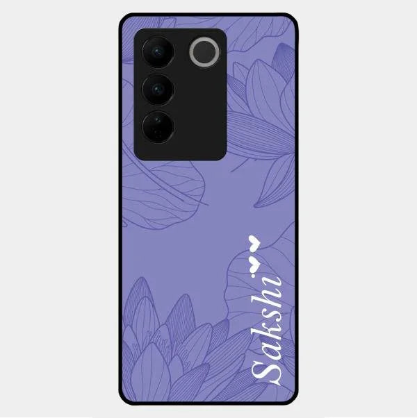 Customized luxury Purple leaves Glossy Metal Case Cove For Vivo V27 5G