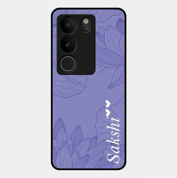 Customized luxury Purple leaves Glossy Metal Case Cove For Vivo V29 Pro 5G