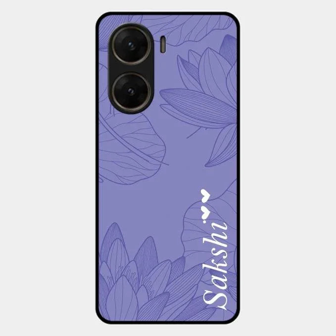 Customized luxury Purple leaves Glossy Metal Case Cove For Vivo V29E 5G