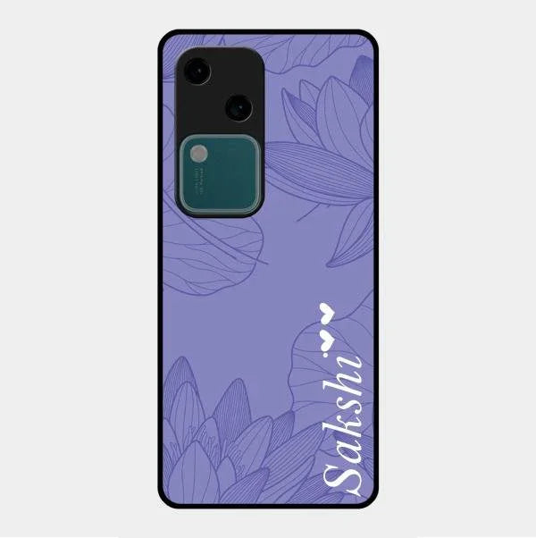 Customized luxury Purple leaves Glossy Metal Case Cove For Vivo V30 5G
