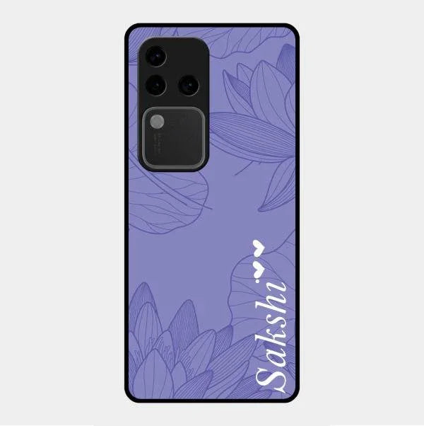 Customized luxury Purple leaves Glossy Metal Case Cove For Vivo V30 Pro 5G