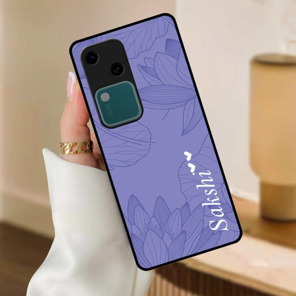 Customized luxury Purple leaves Glossy Metal Case Cover For Vivo