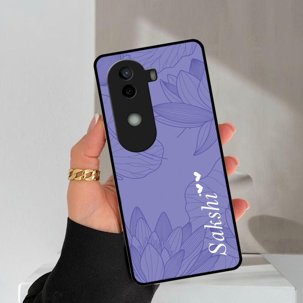 Customized luxury Purple leaves Glossy Metal Case Cover For Vivo