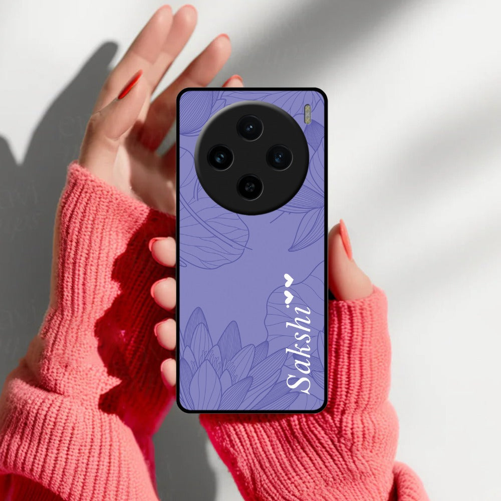 Customized luxury Purple leaves Glossy Metal Case Cover For Vivo