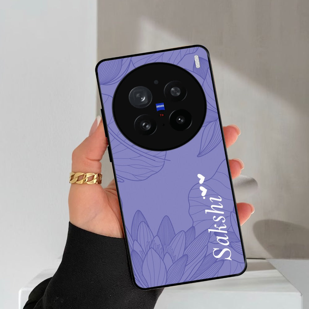 Customized luxury Purple leaves Glossy Metal Case Cover For Vivo