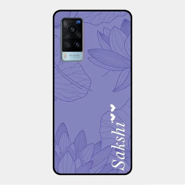 Customized luxury Purple leaves Glossy Metal Case Cove For Vivo X60 5G