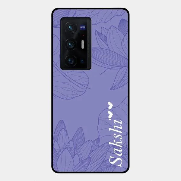 Customized luxury Purple leaves Glossy Metal Case Cove For Vivo X70 Pro Plus 5G