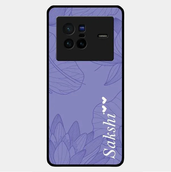 Customized luxury Purple leaves Glossy Metal Case Cove For Vivo X80 5G